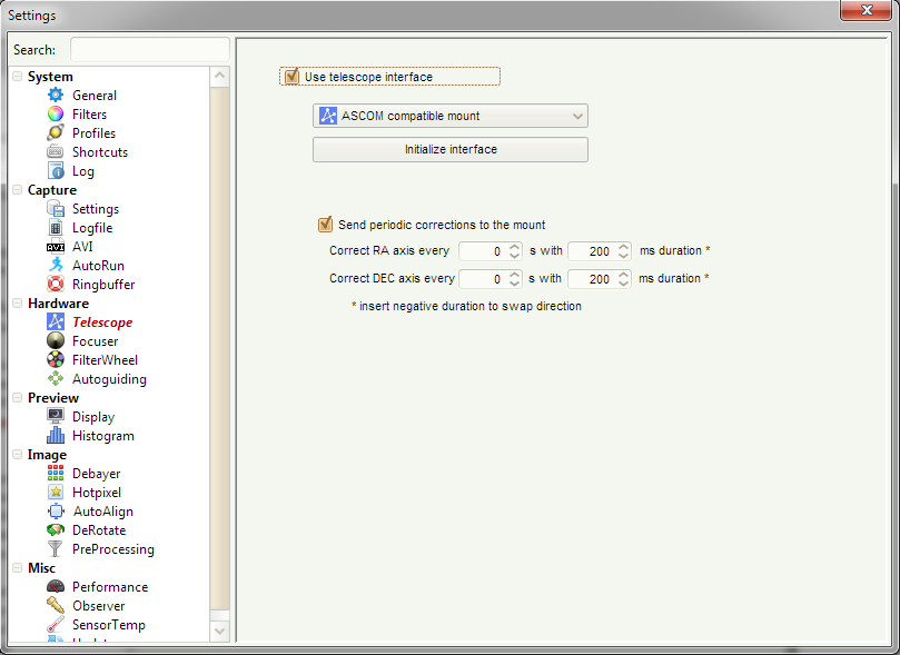 Settings-Autoguide